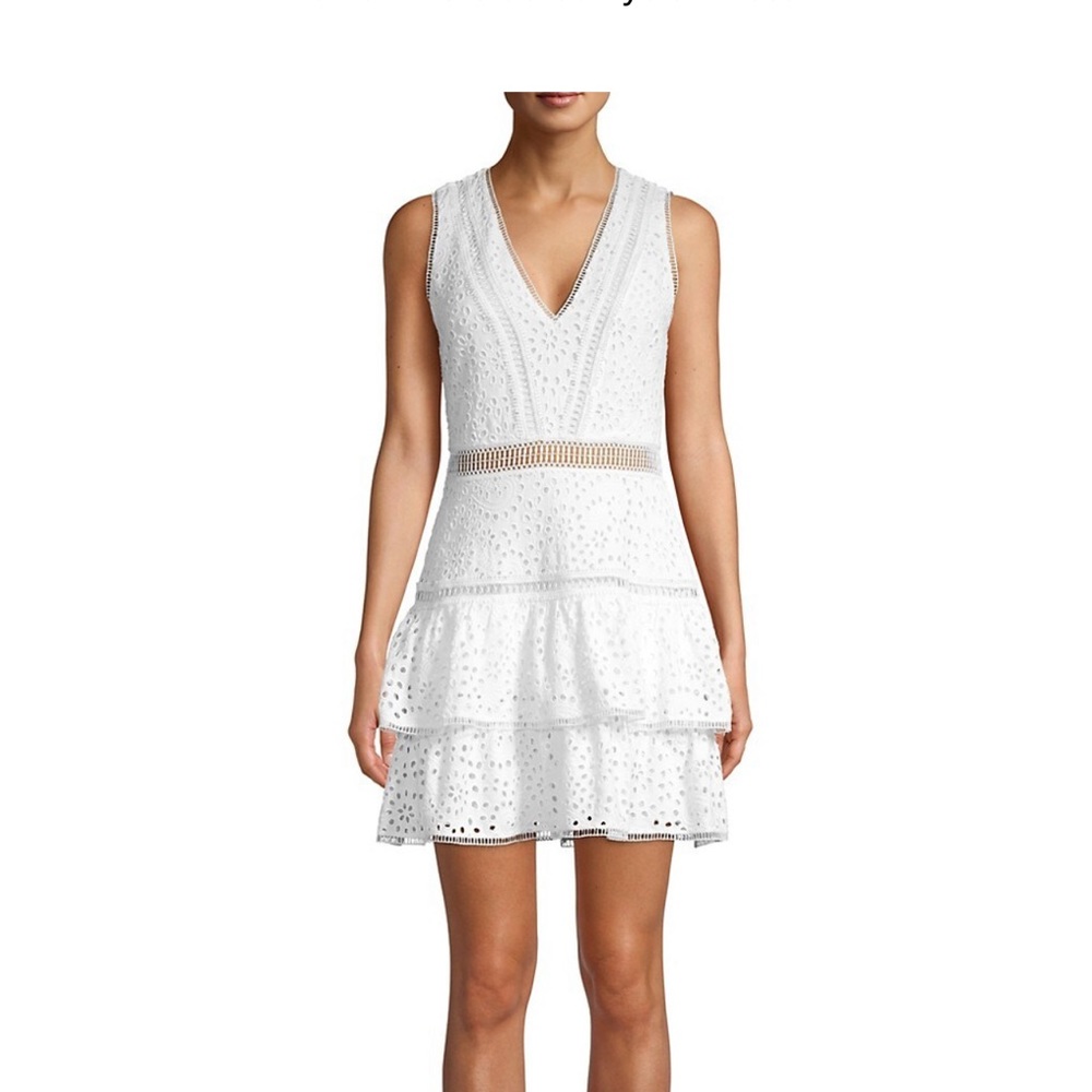 Alice + Olivia Lace pattern summer vacation mini dress white XS